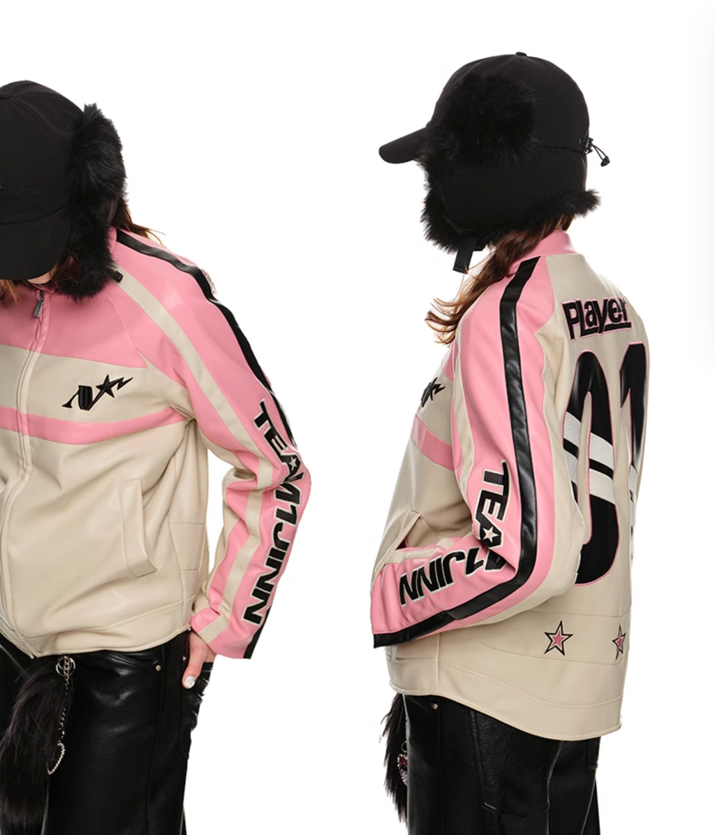 PADDED MOTO JACKET – PINK