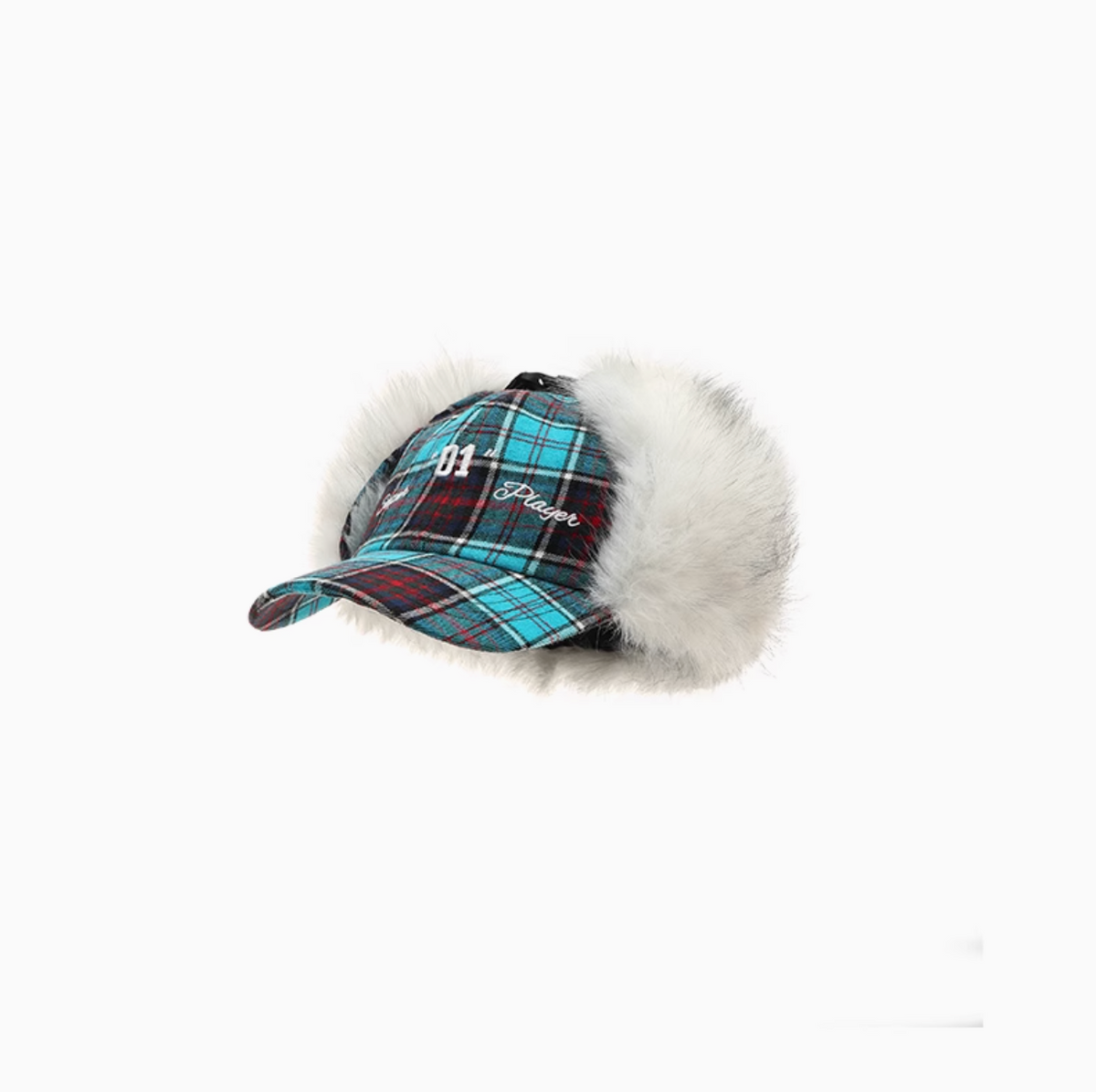 BLUE POM-POM FUR BASEBALL CAP (can be worn 2 ways)