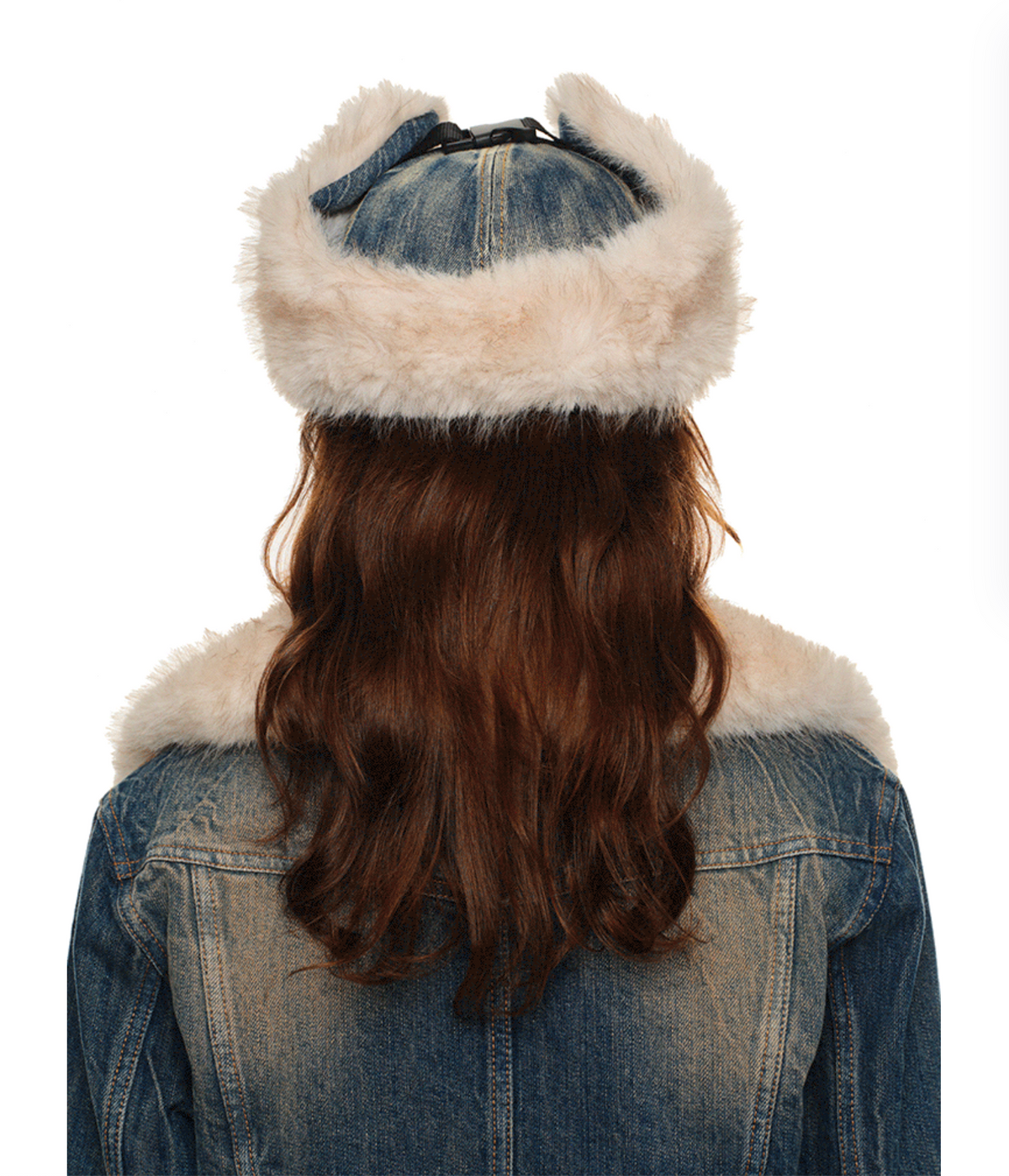 DENIM BLUE MARIO FUR BASEBALL CAP (can be worn 2 ways)