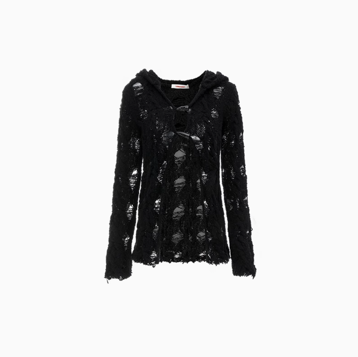ARIA HOLLOW OUT KNIT HOODED CARDIGAN – WHITE