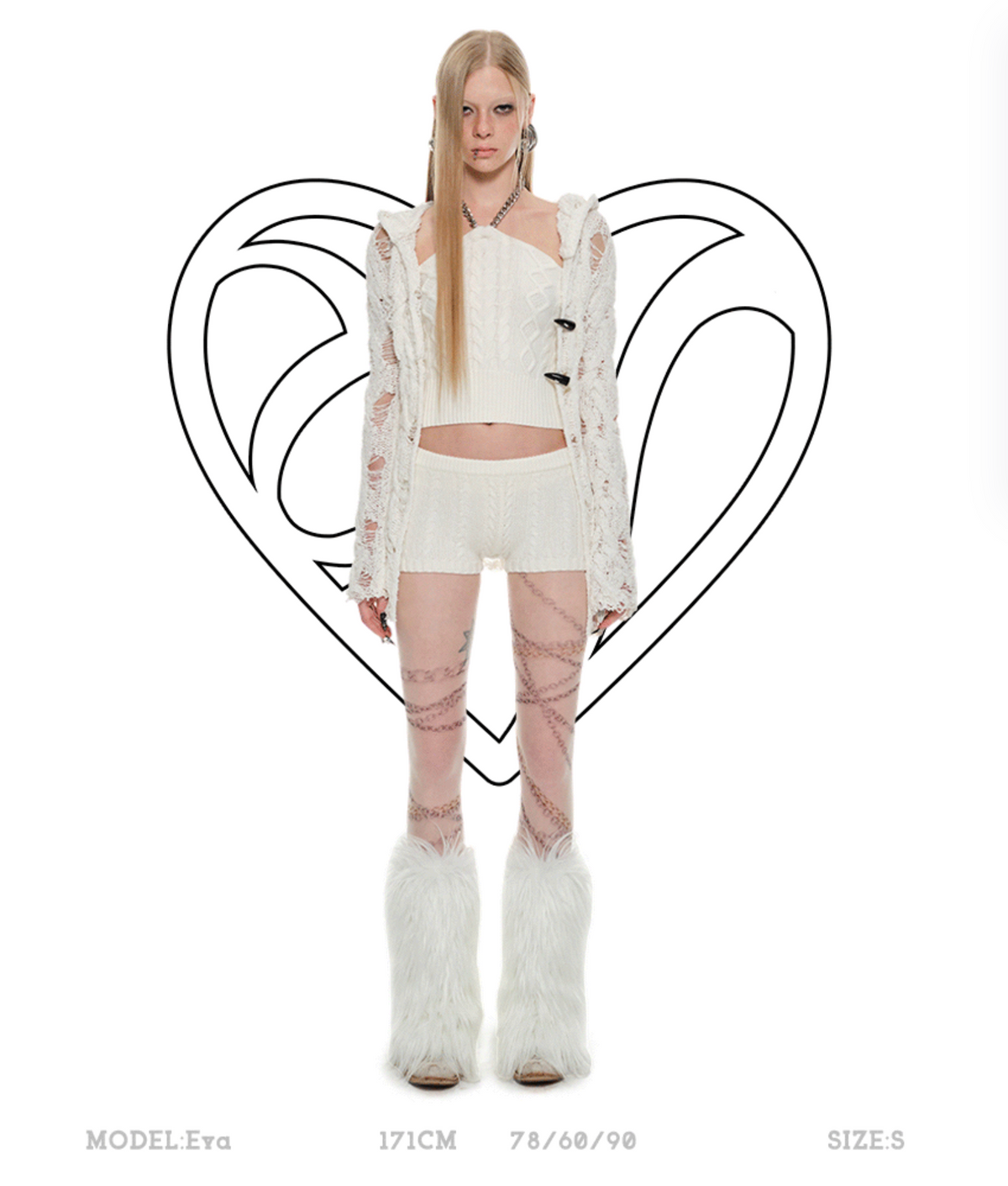 ARIA HOLLOW OUT KNIT HOODED CARDIGAN – WHITE