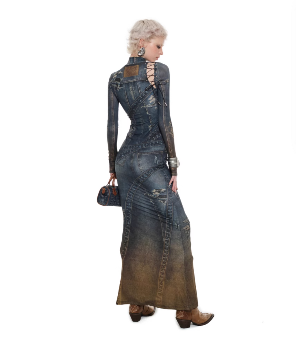 IN STOCK | NAVY GAULTIER MAXI DRESS
