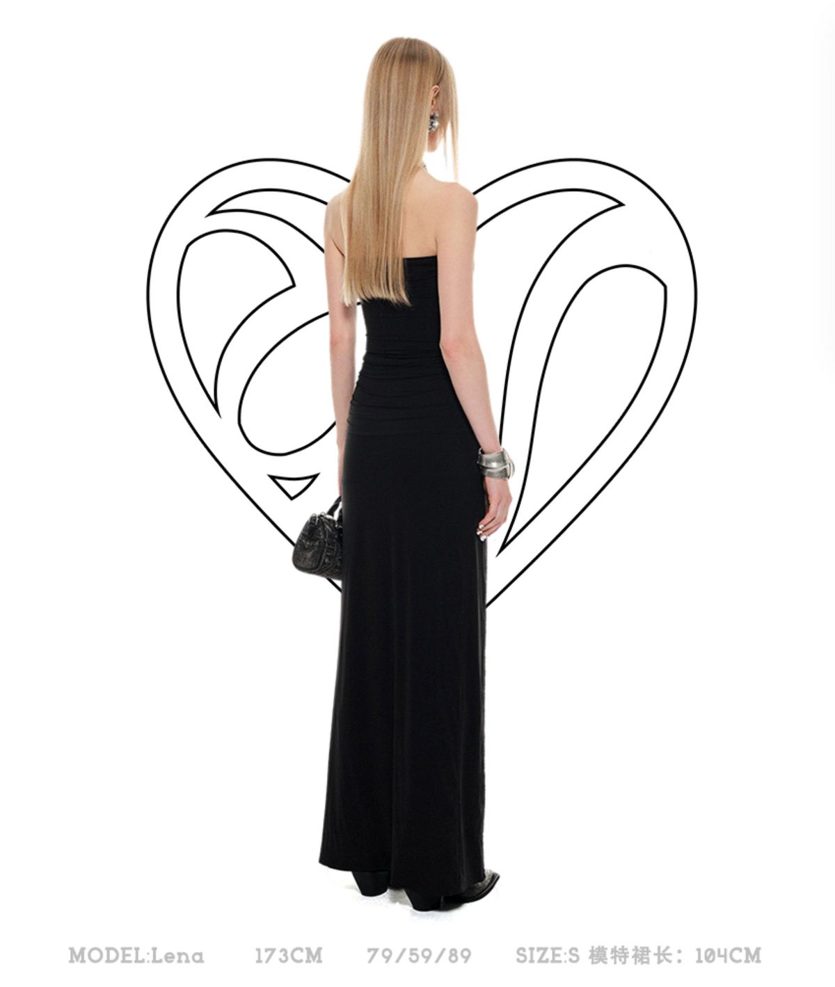MORTICIA FLOOR STRAPLESS DRESS