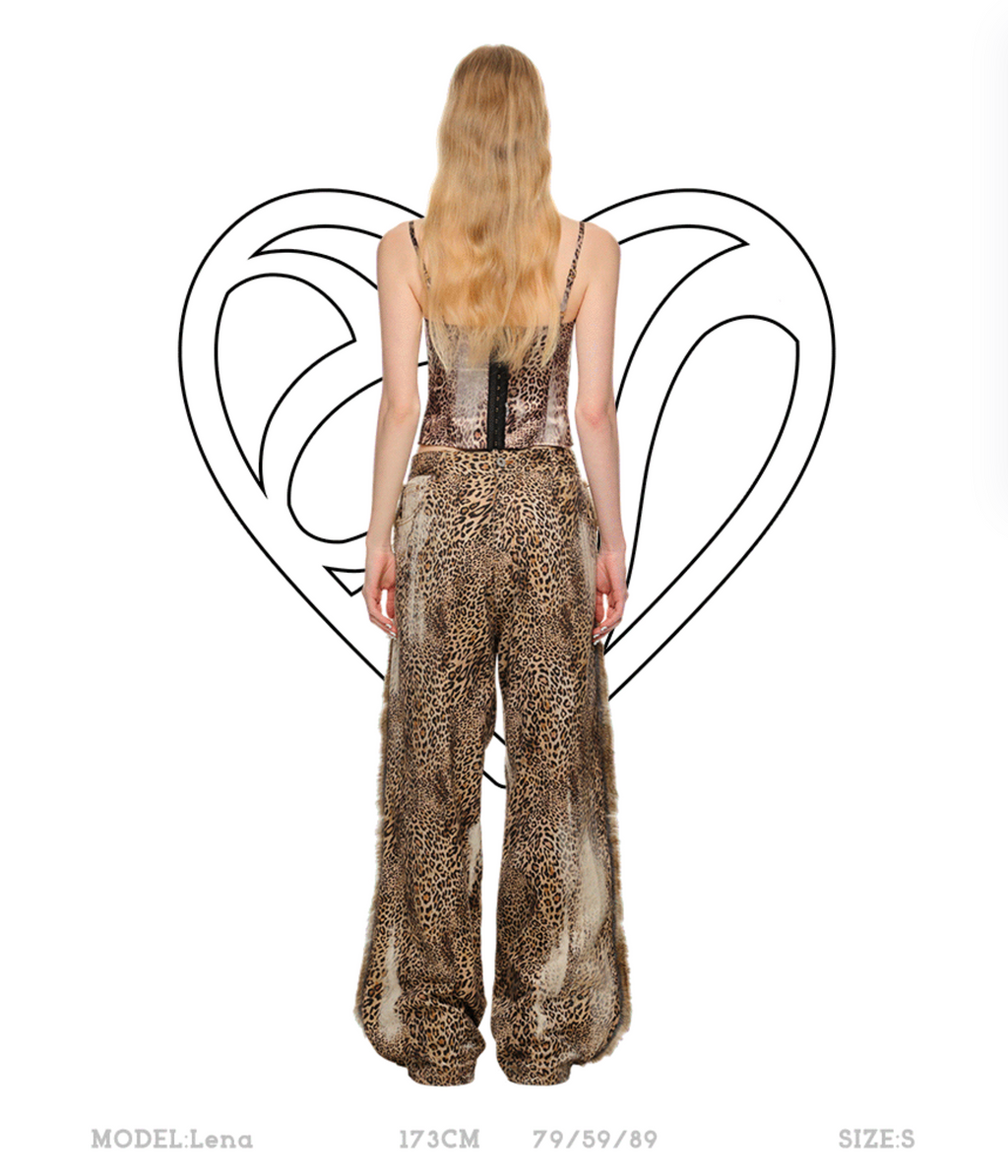 RABBIT FUR LEOPARD TOP & JEANS & 2-PIECE SET