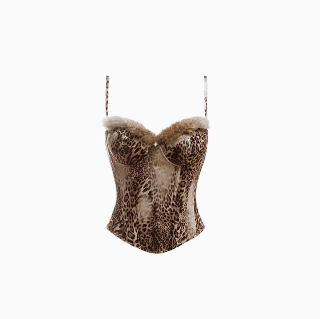 RABBIT FUR LEOPARD TOP & JEANS & 2-PIECE SET