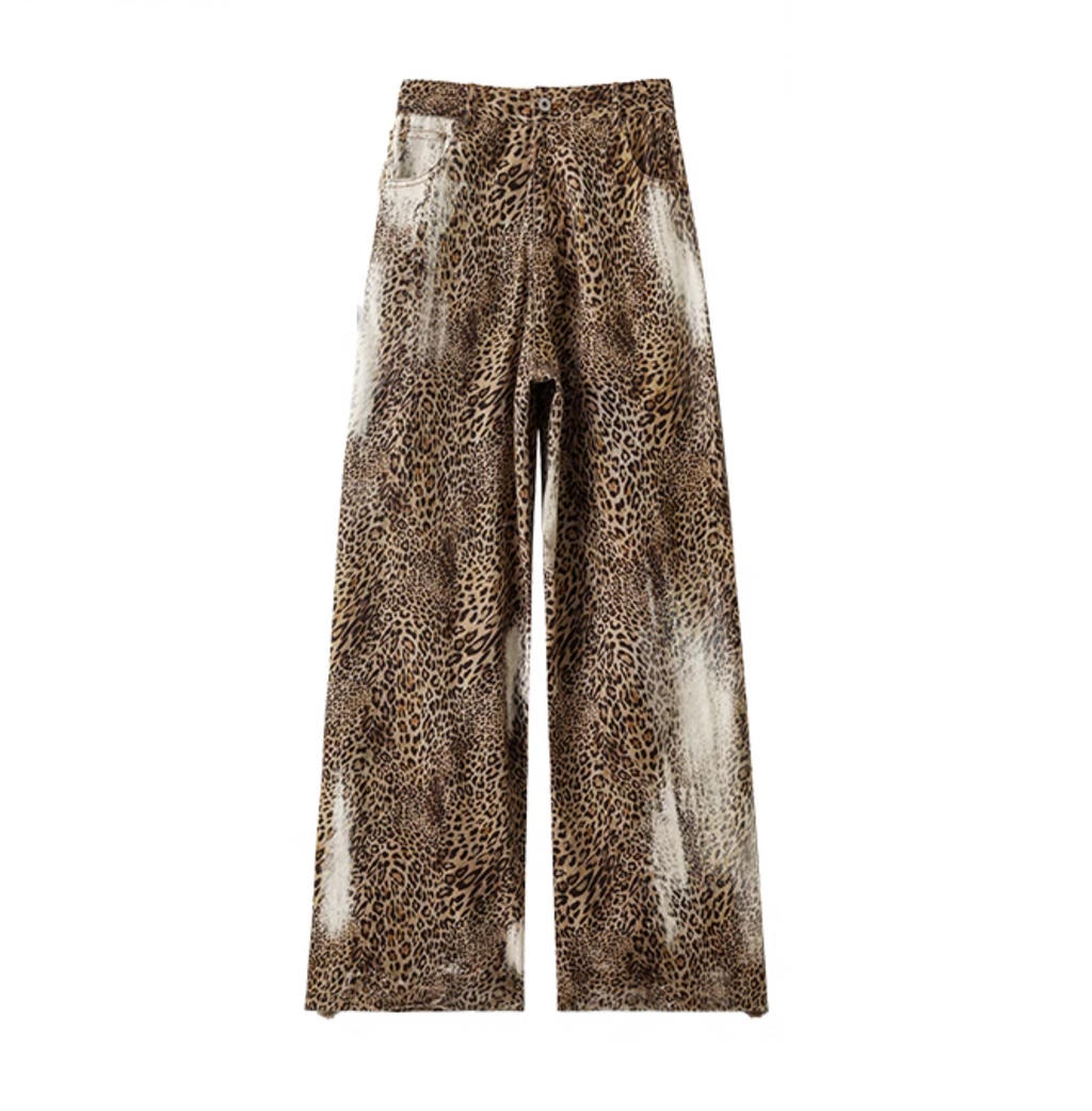 RABBIT FUR LEOPARD TOP & JEANS & 2-PIECE SET