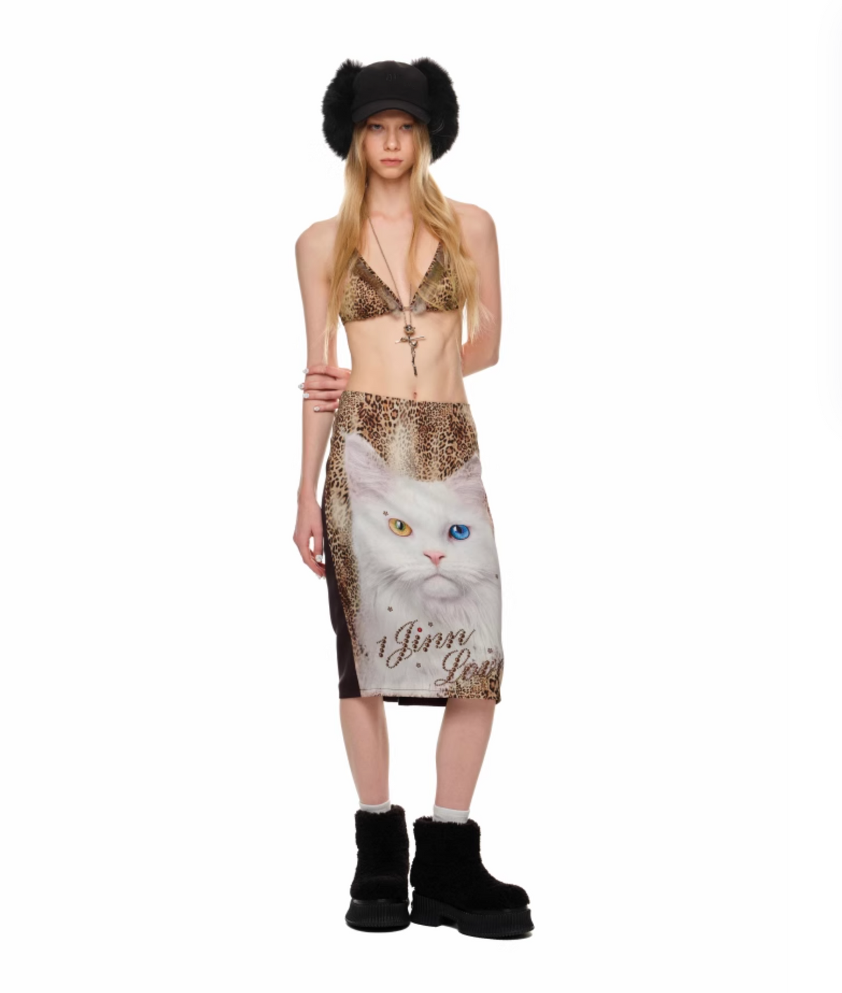THRONE CAT LEOPARD MIDI SKIRT