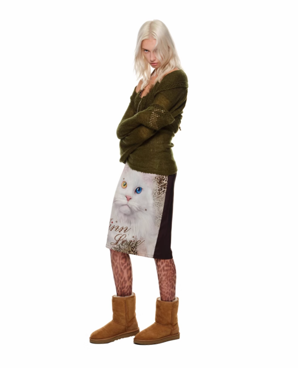 THRONE CAT LEOPARD MIDI SKIRT