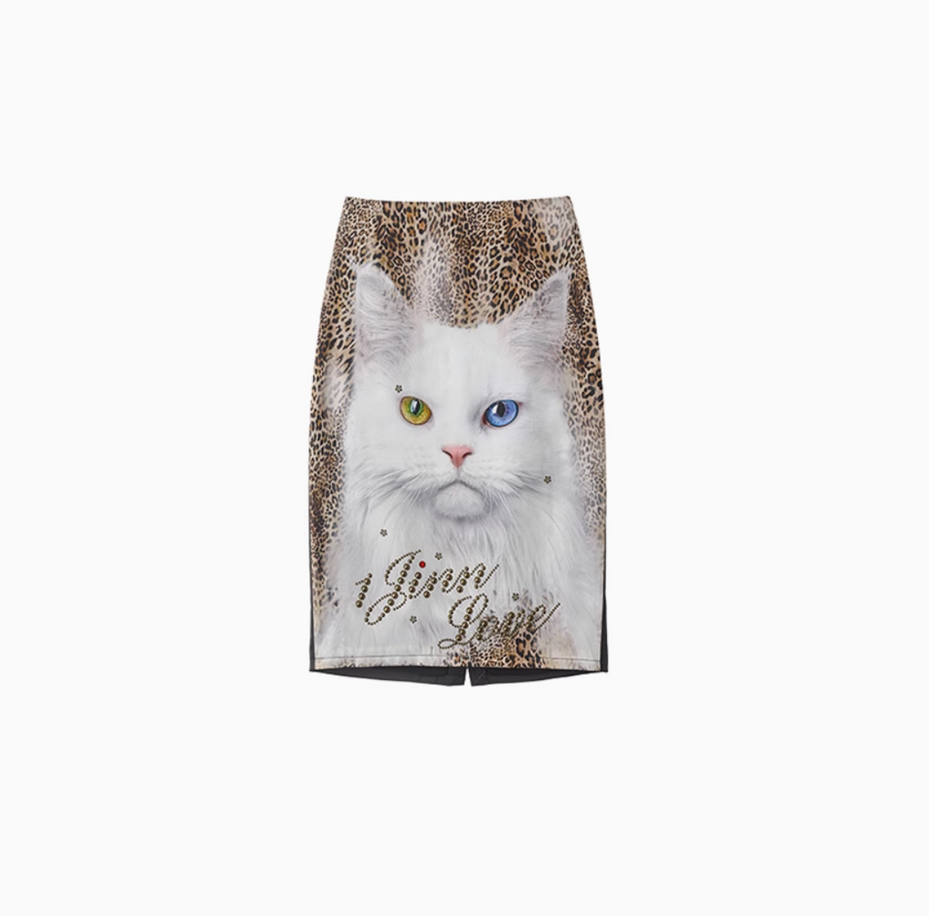 THRONE CAT LEOPARD MIDI SKIRT