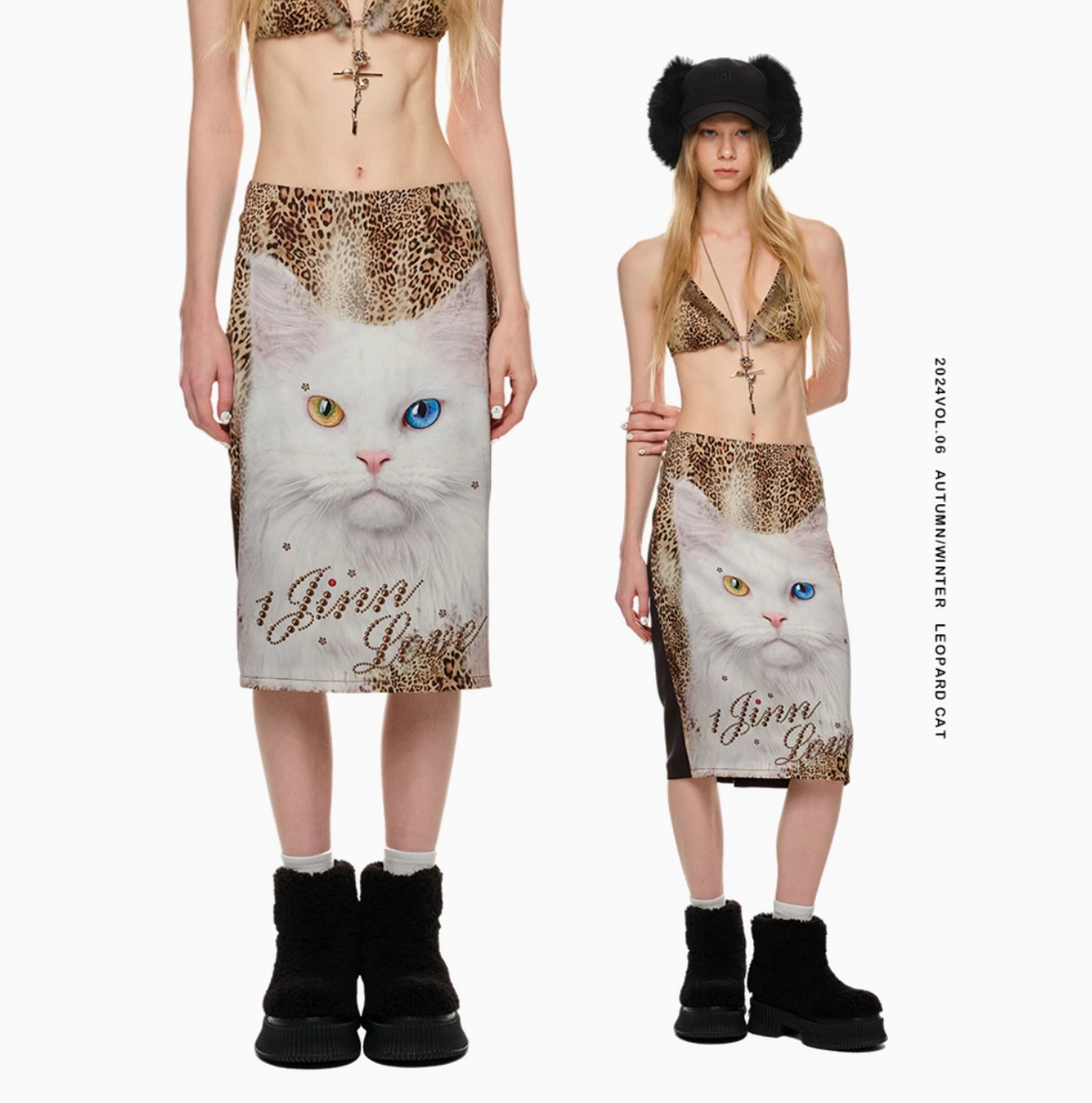 THRONE CAT LEOPARD MIDI SKIRT