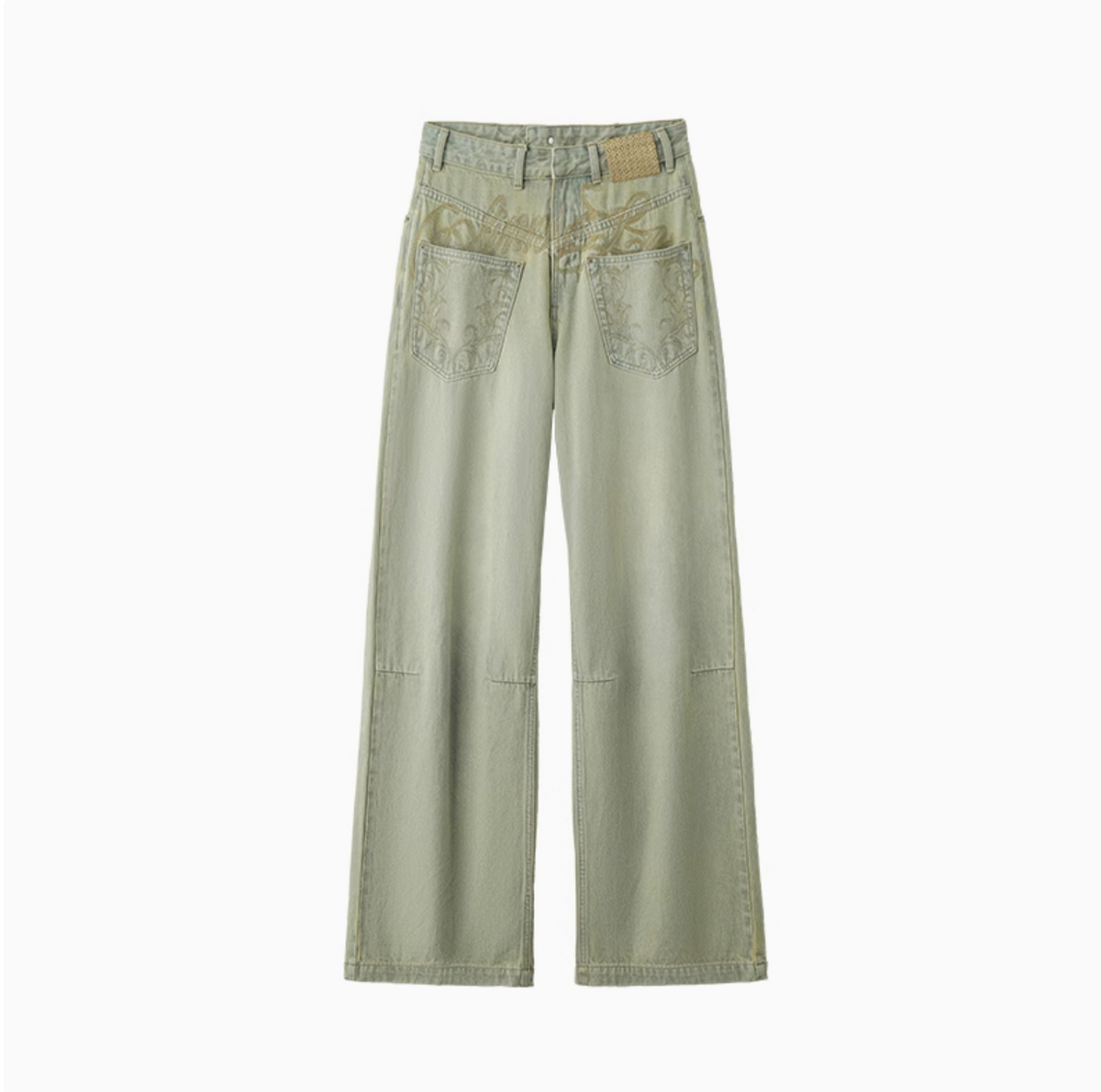 CHU GREEN WIDE-LEG JEANS