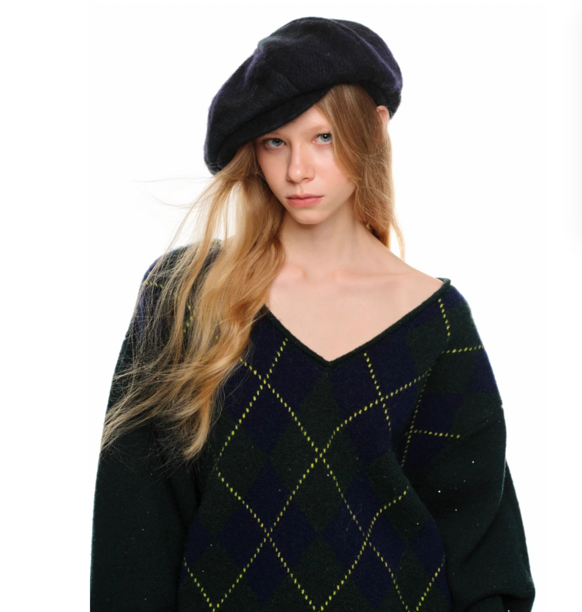 GRAY ARGYLE LOOSE SWEATER – 2colors