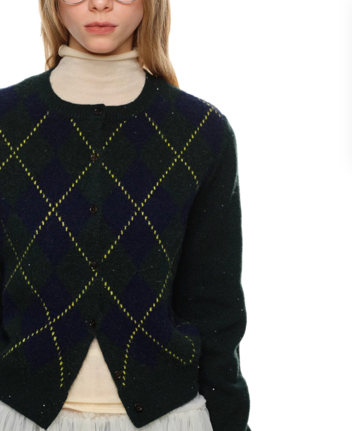 GRAY ARGYLE JACQUARD CARDIGAN – 2colors