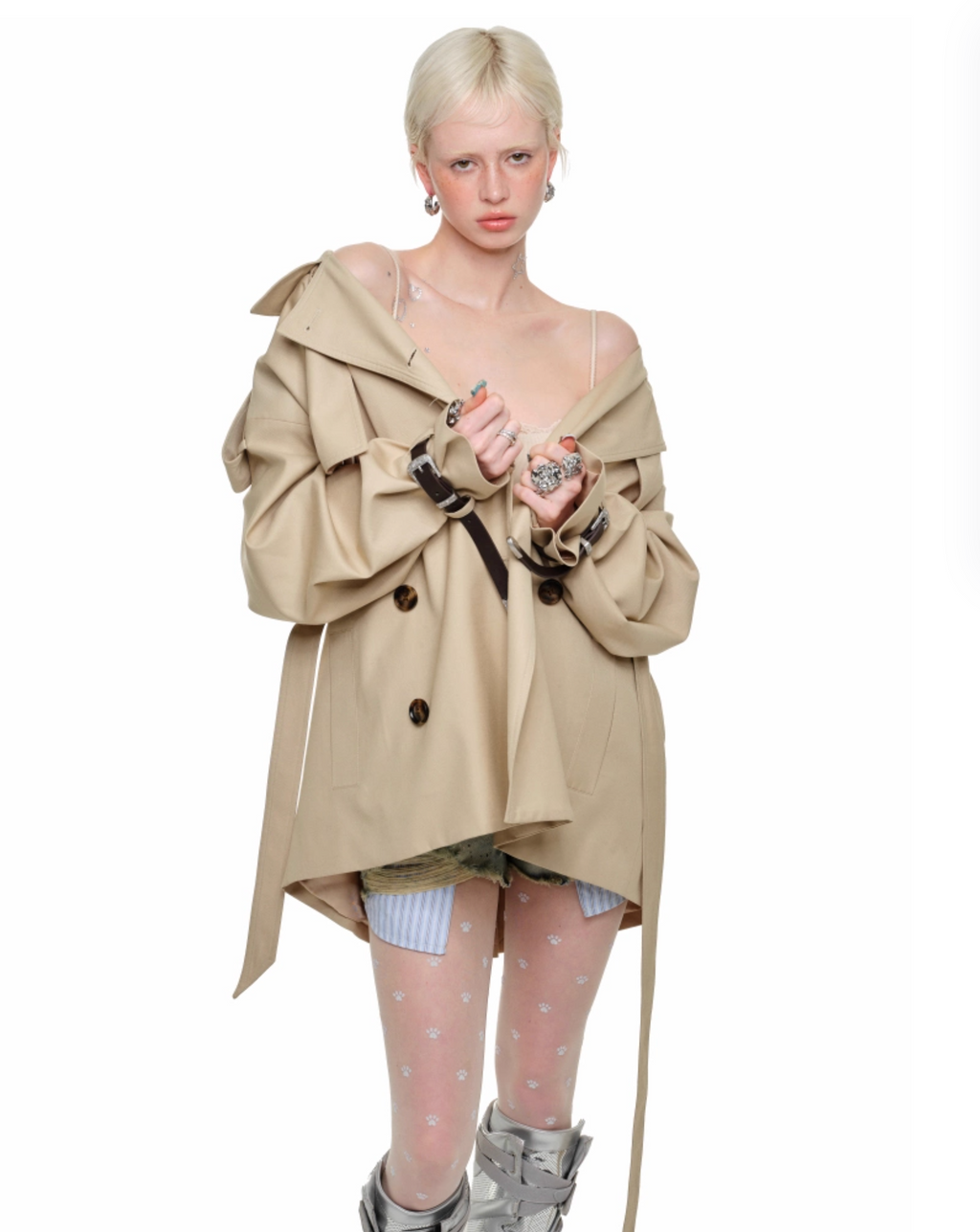 BEIGE ARLINGTON OVER MID TRENCH COAT – 2colors