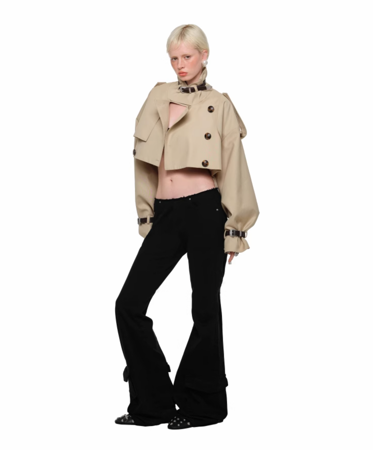 BLACK ARLINGTON CROPPED TRENCH COAT – 2colors