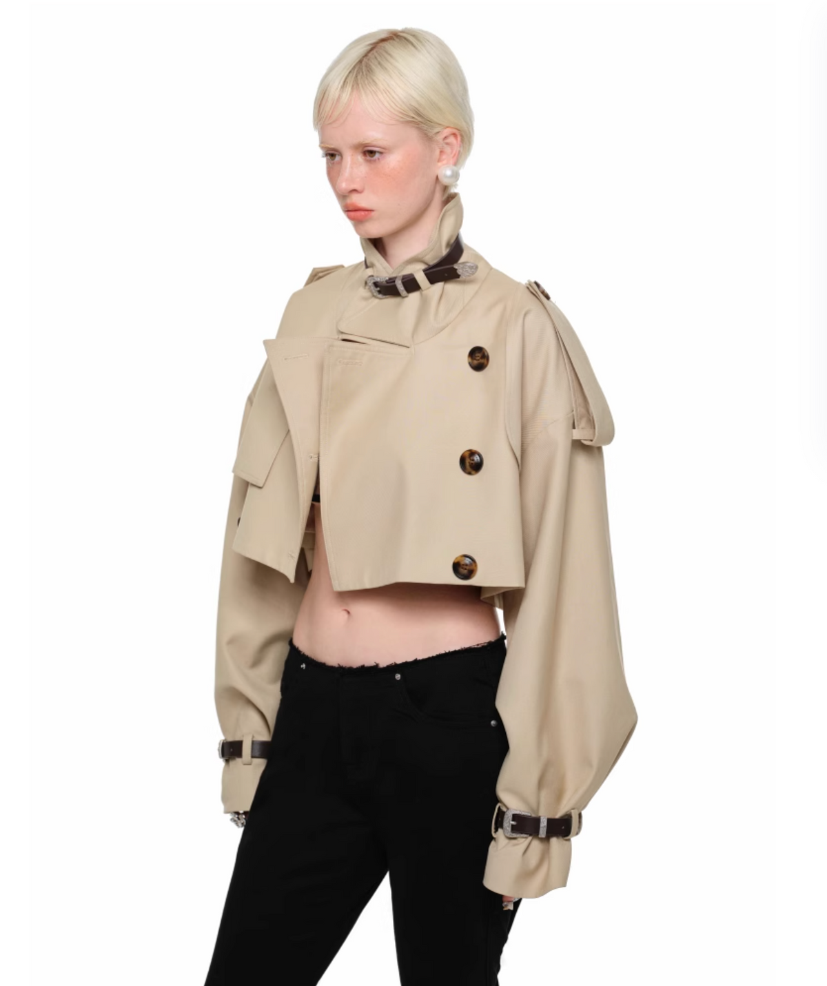 BEIGE ARLINGTON CROPPED TRENCH COAT – 2colors