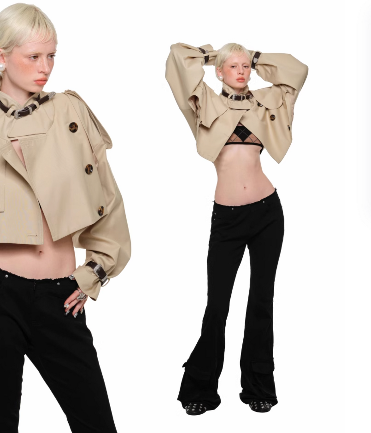 BEIGE ARLINGTON CROPPED TRENCH COAT – 2colors