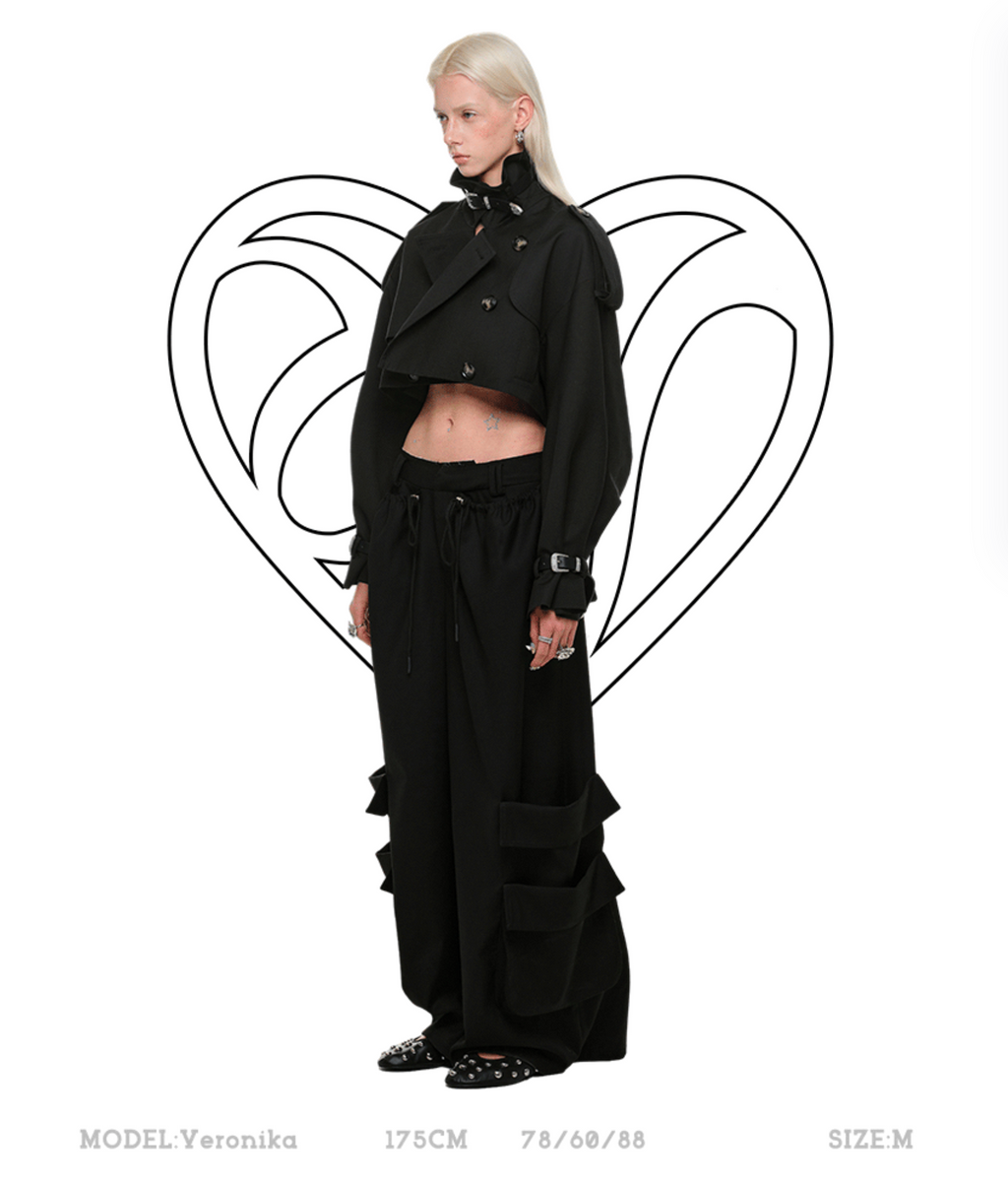 BLACK ARLINGTON CROPPED TRENCH COAT – 2colors