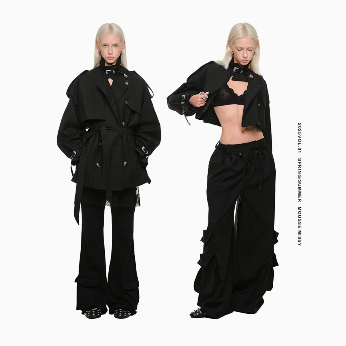 BLACK ARLINGTON CROPPED TRENCH COAT – 2colors