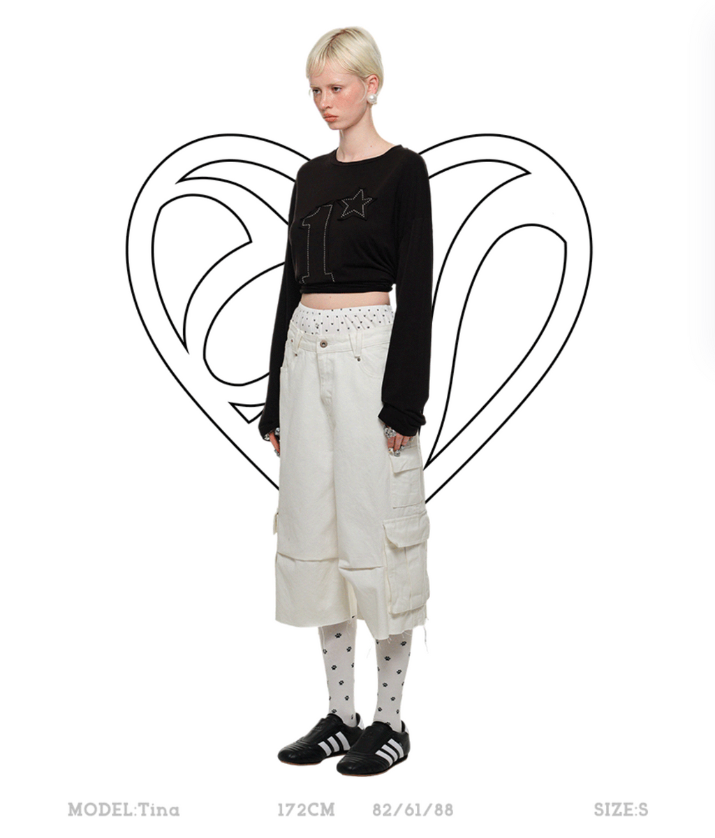 CAT BLESS YOU CARGO DENIM PANTS & BERMUDA LOW DENIM SHORTS (1JINN EXCLUSIVE)
