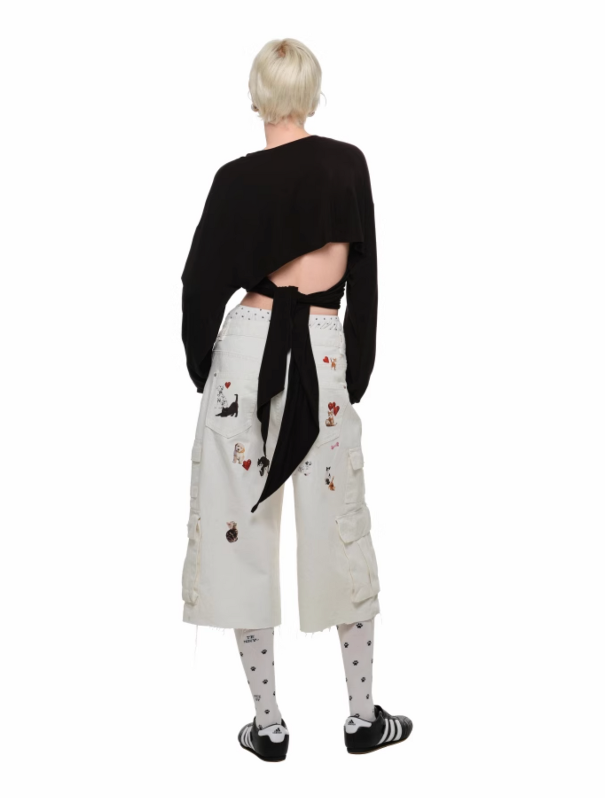 WHITE CAT BLESS YOU BERMUDA LOW DENIM SHORTS