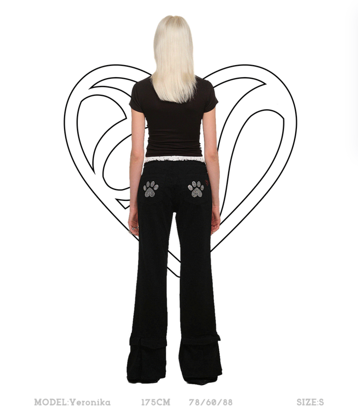“I ♥ CAT” RHINESTONE FITTED T-SHIRT – 3colors