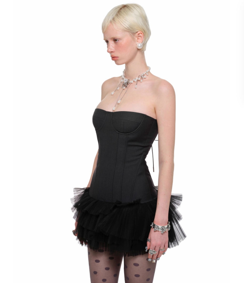 MIMOSA BUSTIER TULLE MINI DRESS