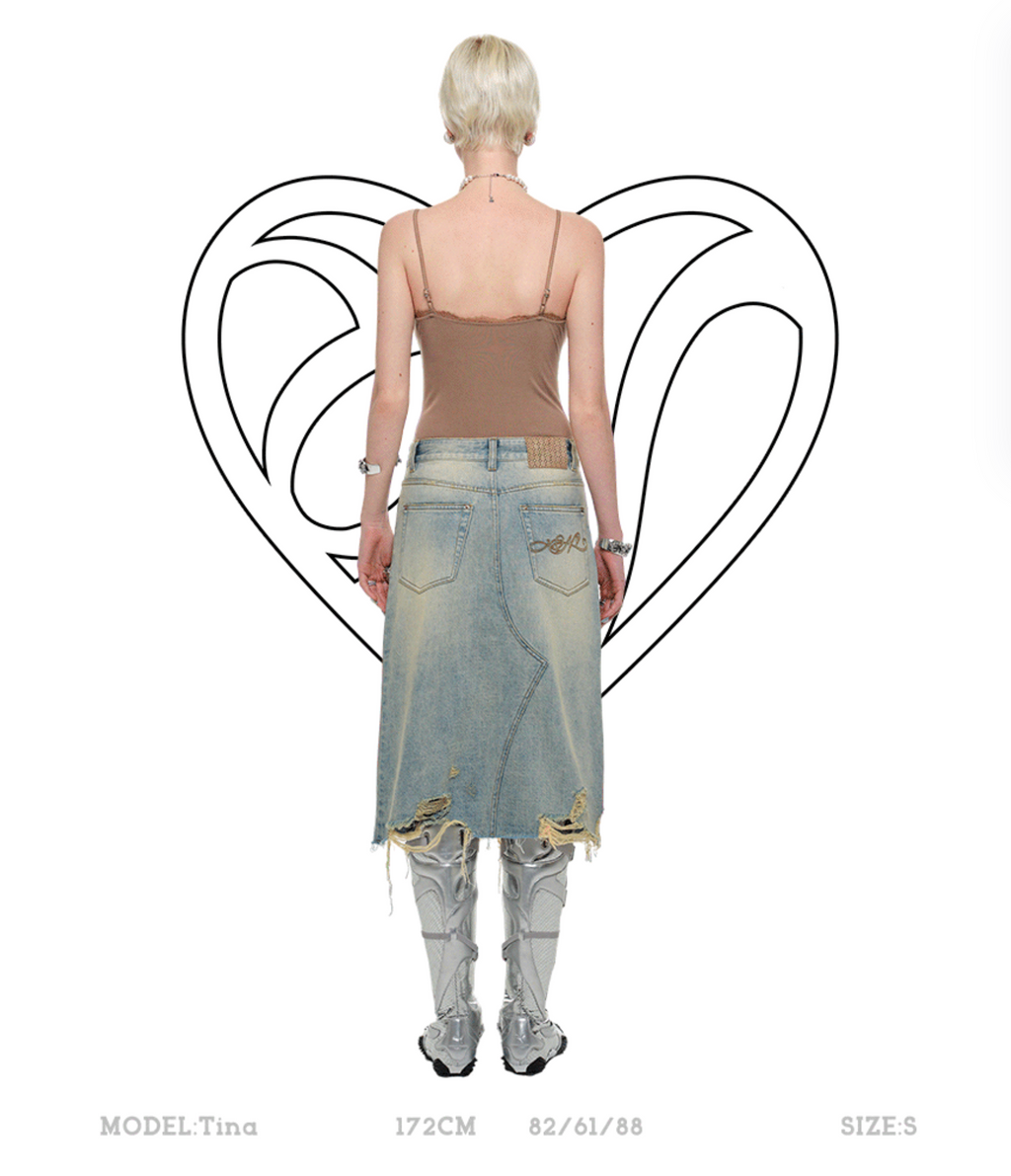 JOVIE WASHED DENIM SKIRT