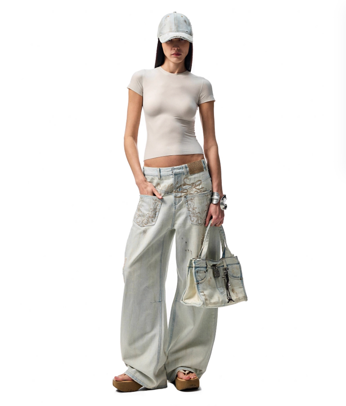 CHU LIGHT BLUE WIDE-LEG JEANS