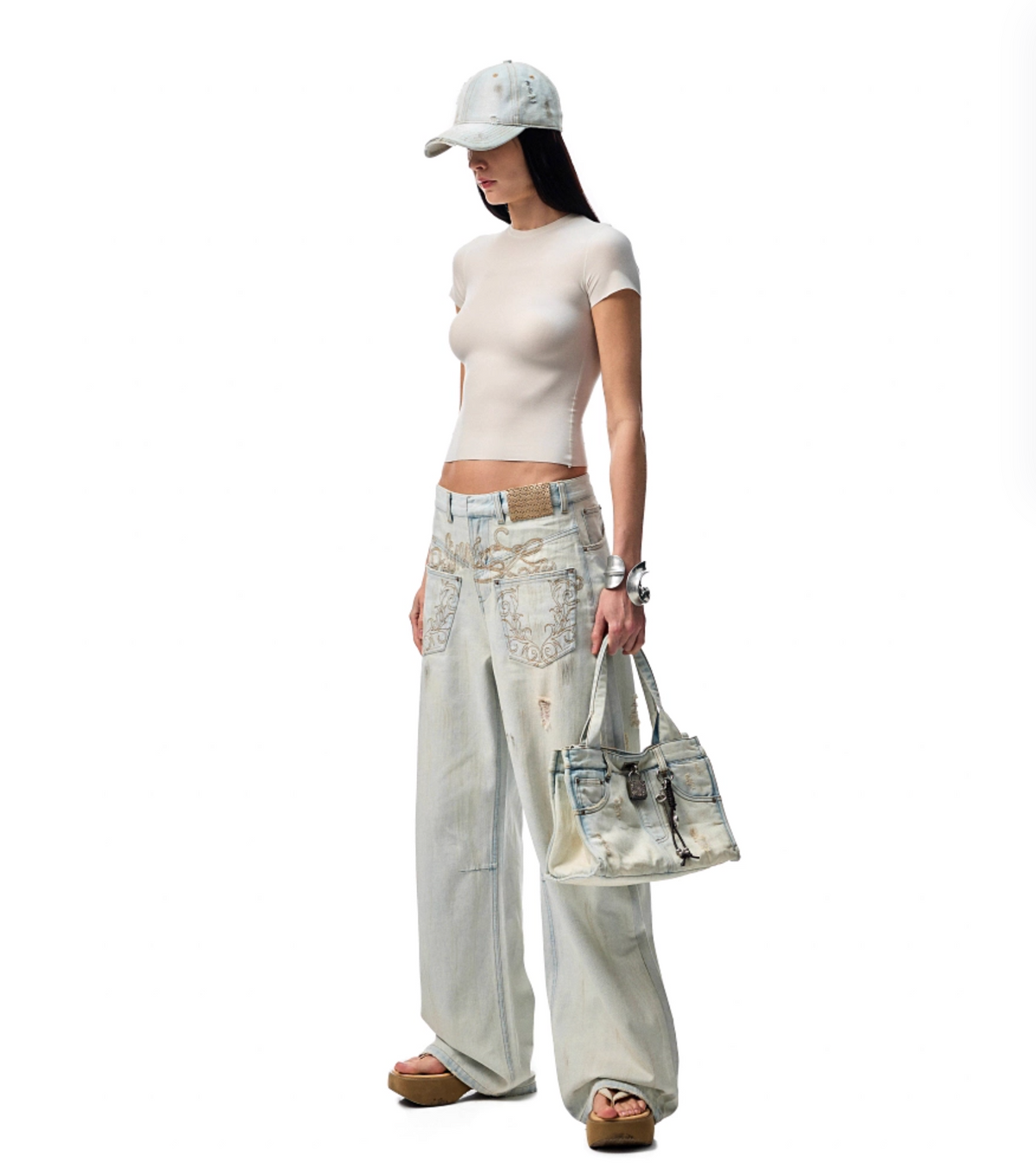 CHU LIGHT BLUE WIDE-LEG JEANS