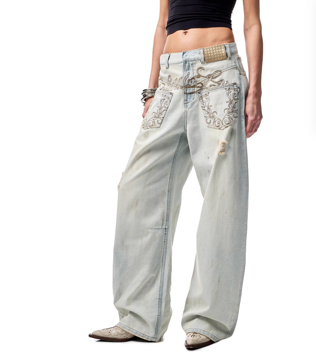 CHU LIGHT BLUE WIDE-LEG JEANS