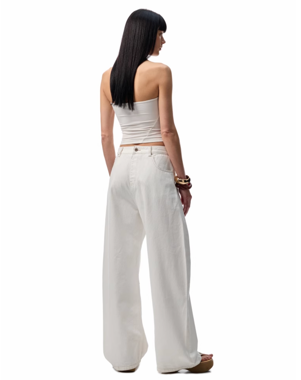 CHU WHITE WIDE-LEG JEANS