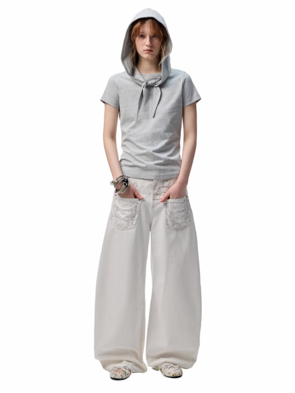 CHU WHITE WIDE-LEG JEANS