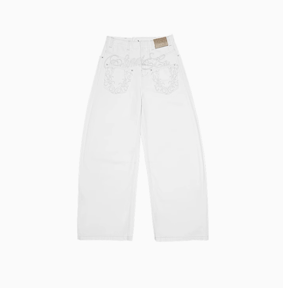 CHU WHITE WIDE-LEG JEANS