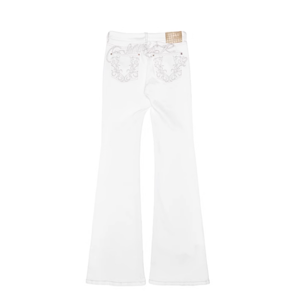 SUICA WHITE DENIM FLARED PANTS