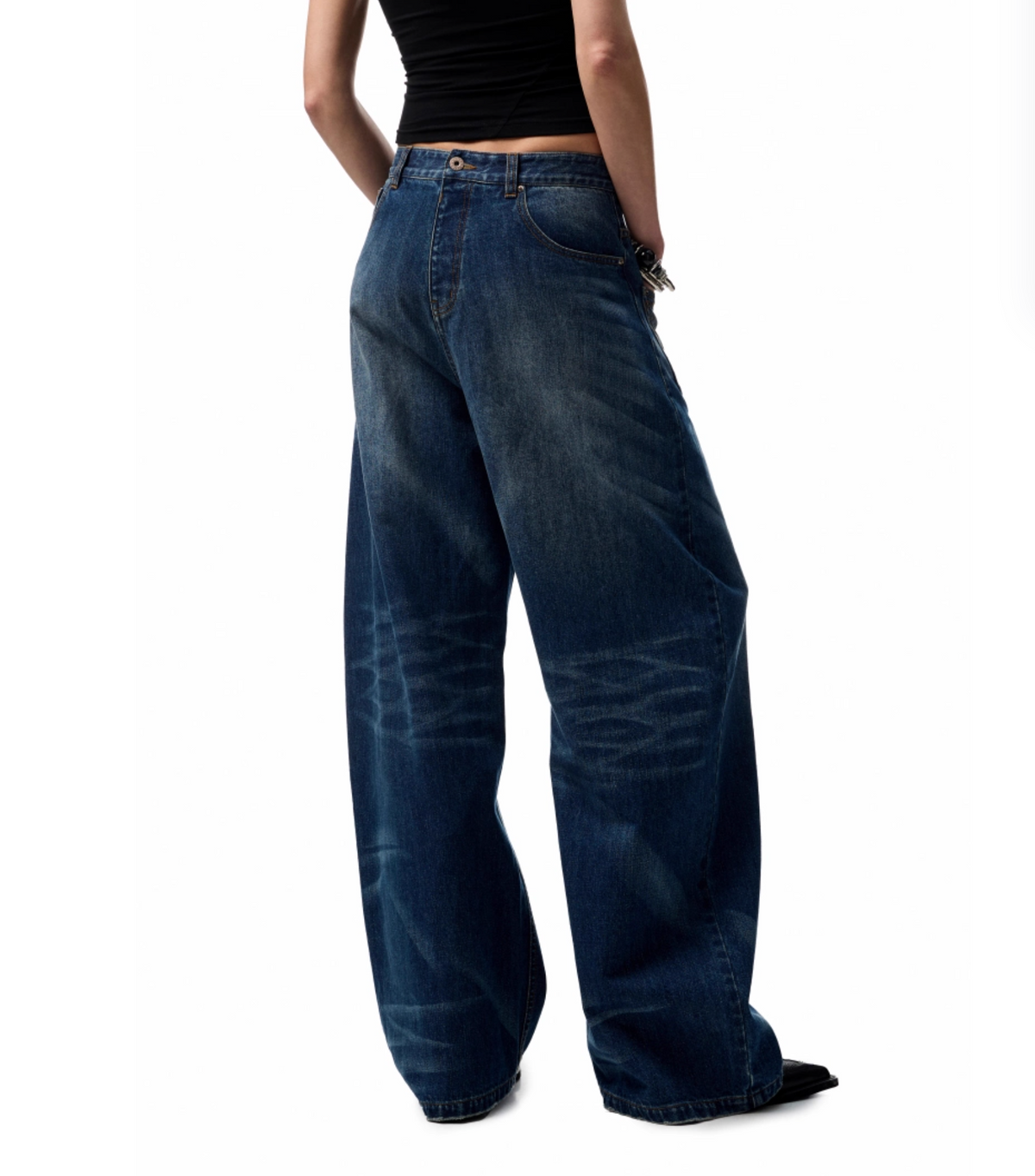 CHU DARK BLUE WIDE-LEG JEANS