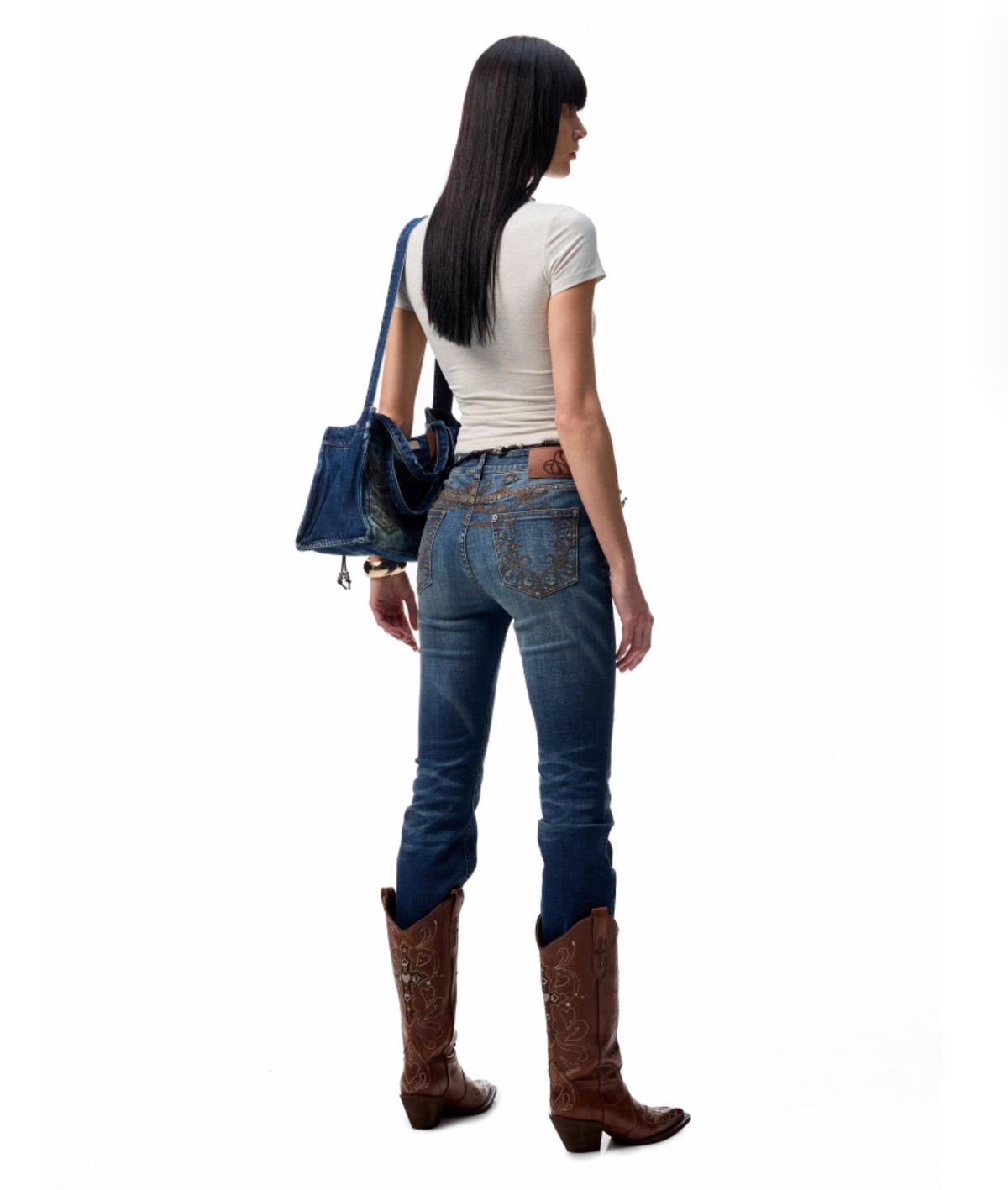 SUICA DARK BLUE DENIM FLARED PANTS