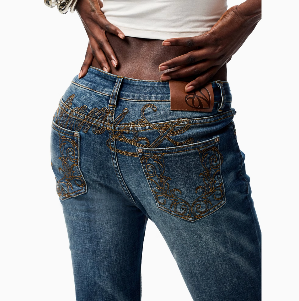SUICA DARK BLUE DENIM FLARED PANTS