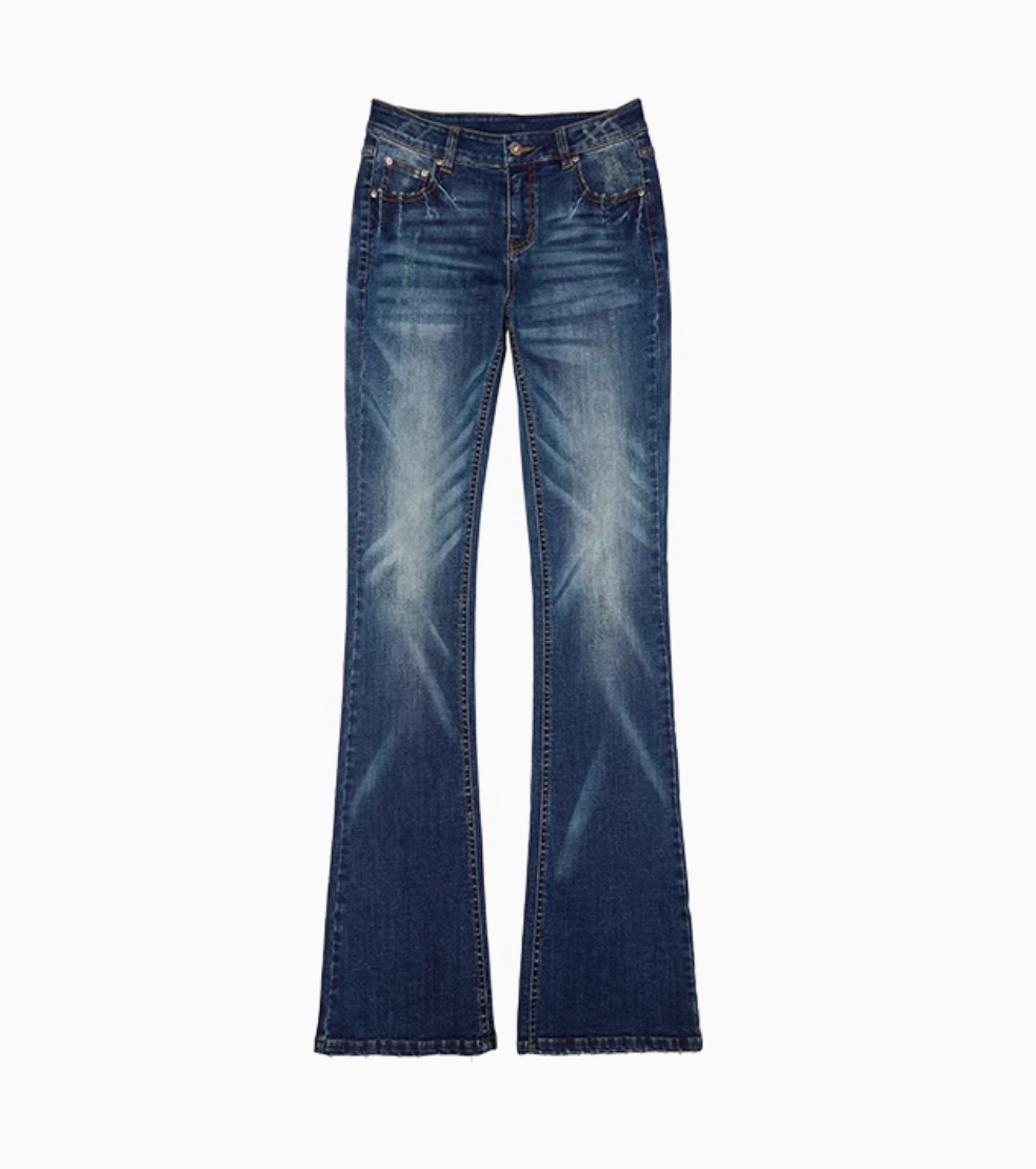 SUICA DARK BLUE DENIM FLARED PANTS