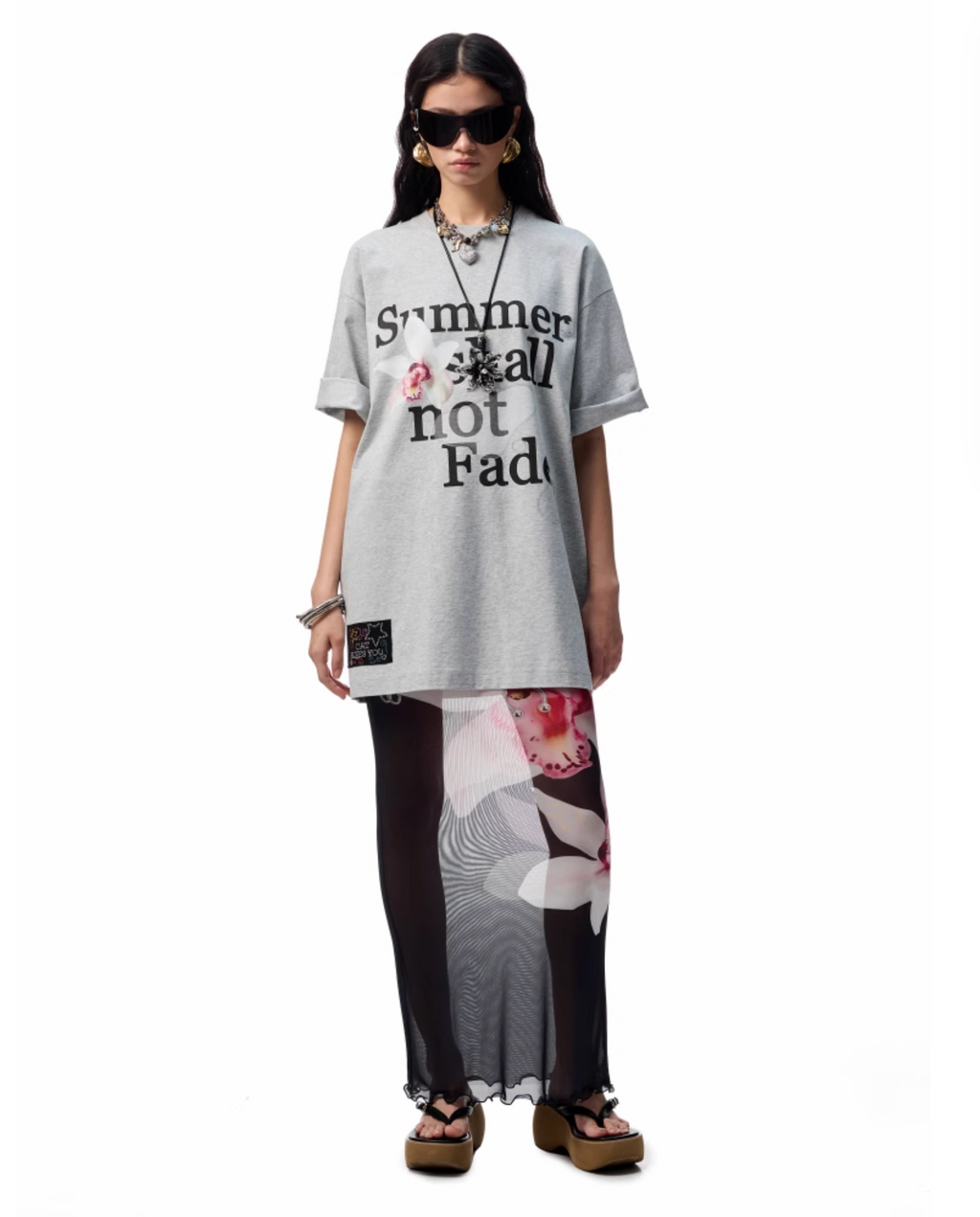 OVERSIZE FLORAL ALPHABET PRINTED T-SHIRT – 2colors