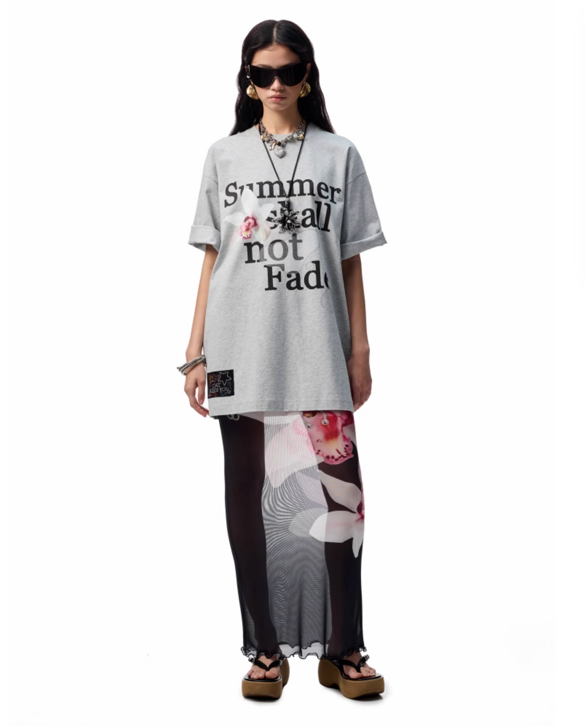 OVERSIZE FLORAL ALPHABET PRINTED T-SHIRT – 2colors