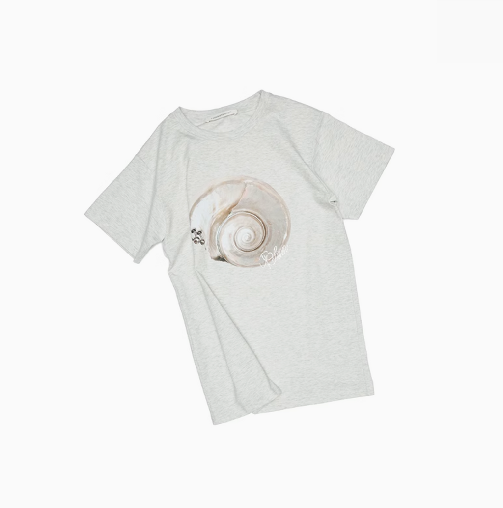 CONCH PRINTED LOOSE AUSTRIAN RHINESTONE T-SHIRT