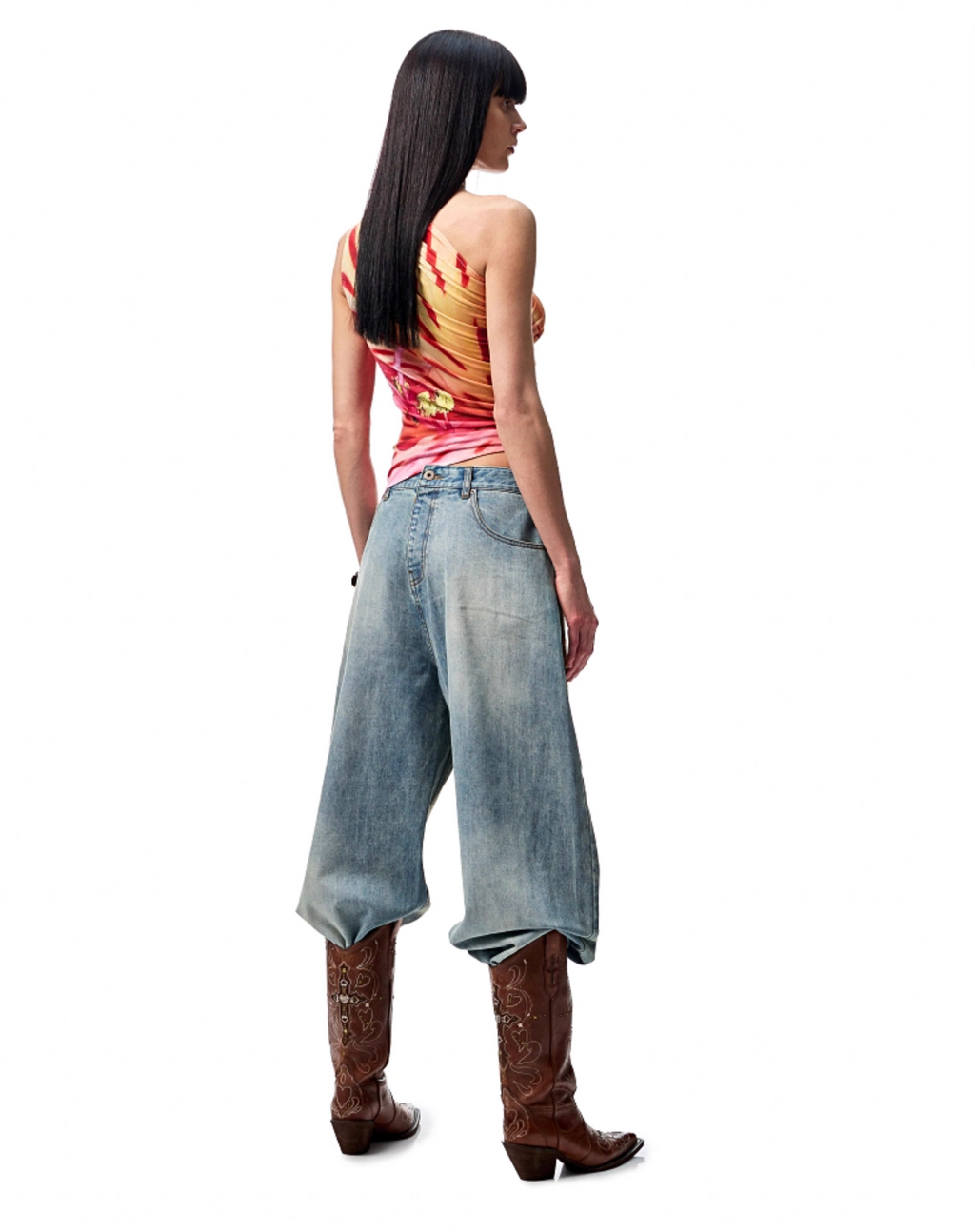 CHU MUD-DYED WASHED WIDE-LEG JEANS