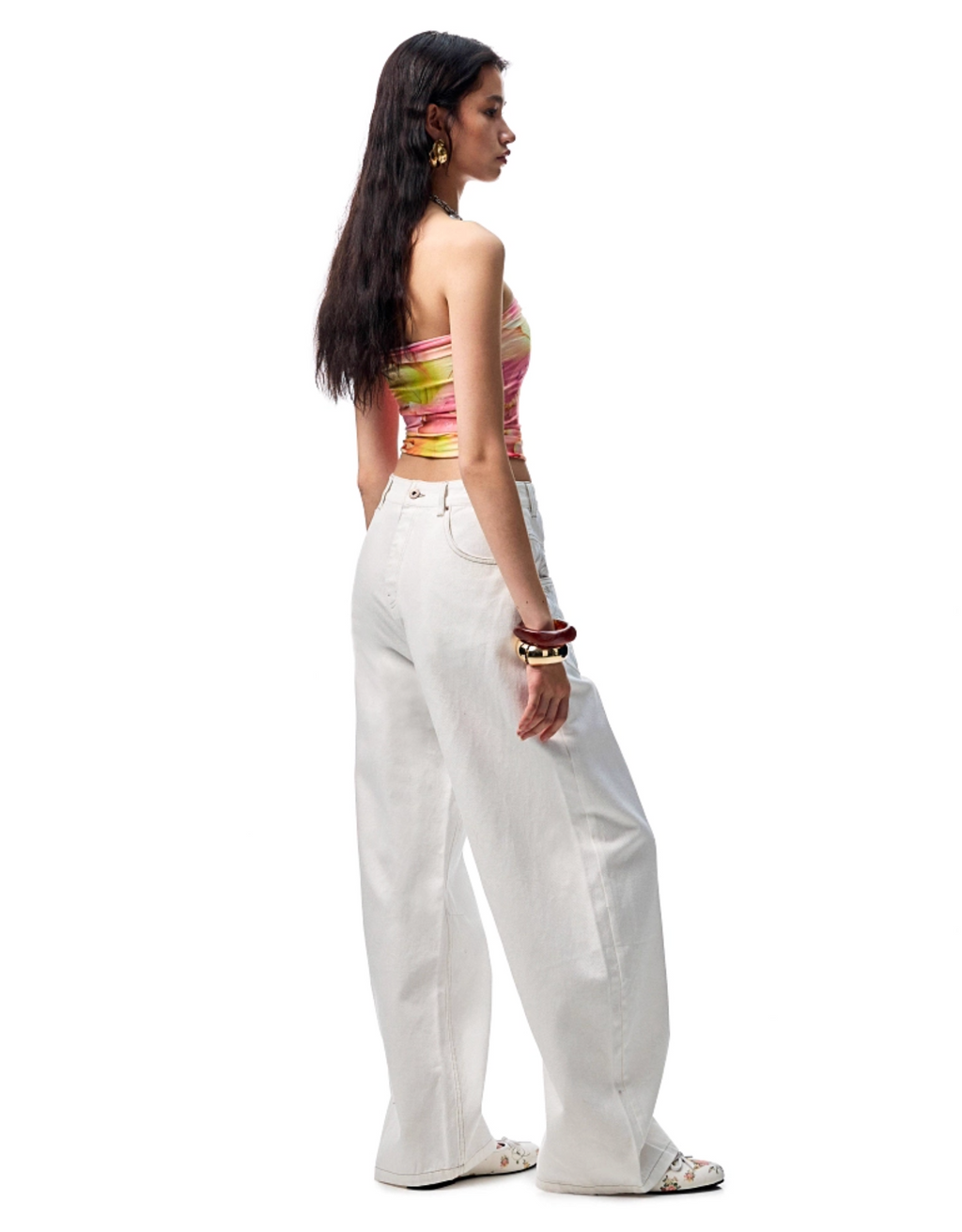 CHU WHITE WIDE-LEG JEANS