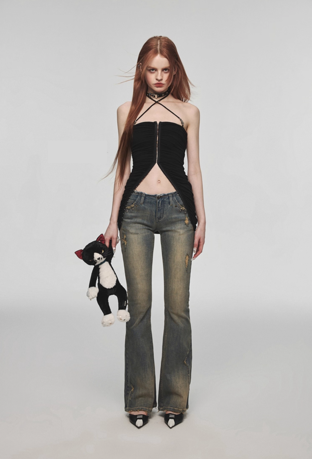 ⭑1JINN EXCLUSIVE ITEM AVAILABLE EXCLUSIVELY ONLINE AT SHELONGZ⭑ IN STOCK ♱ Y2K STAR STUDS & RHINESTONE STARS JEANS - 2styles