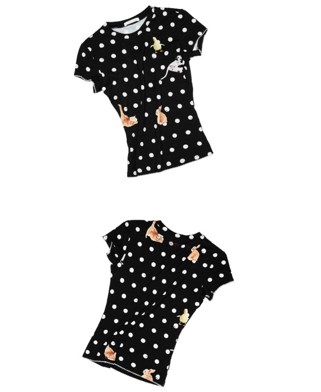 🇹🇭CATS & DOGSアニマルモチーフ ドット柄ショートスリーブトップス ♱ 全2色