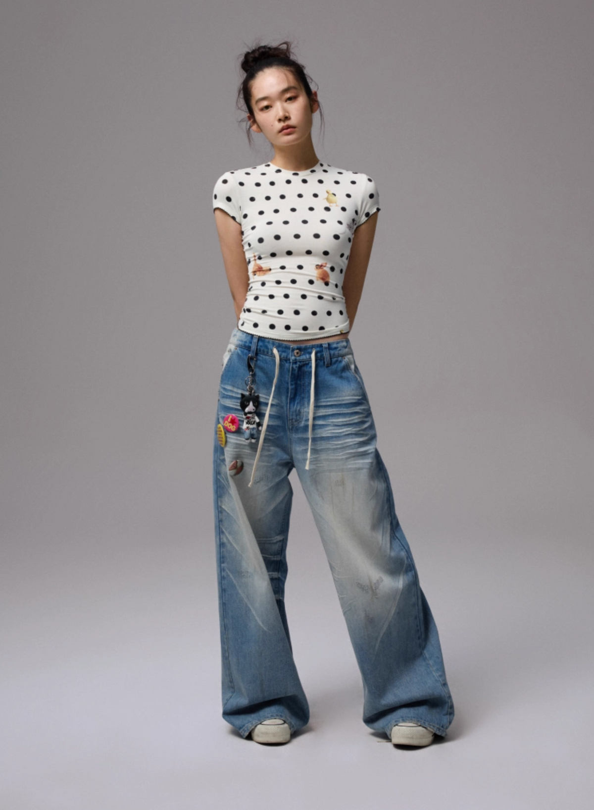CATS & DOGS LOVE POLKA DOT PRINT T-SHIRT & CAMI TOP – 2colors