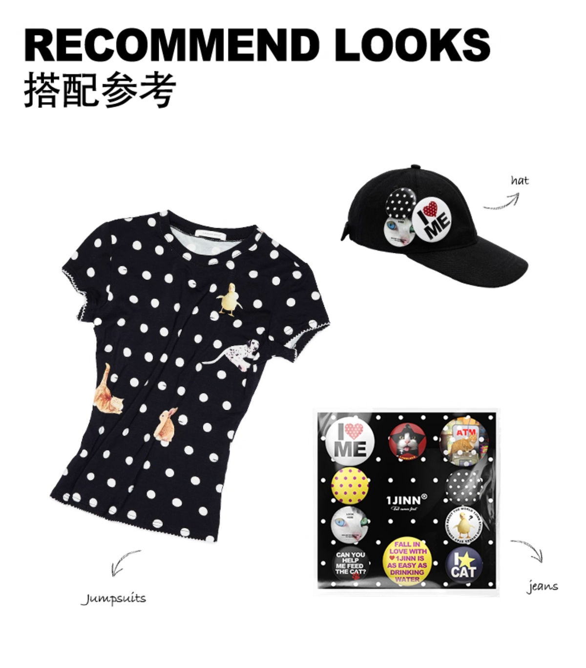 🇹🇭CATS & DOGSアニマルモチーフ ドット柄ショートスリーブトップス ♱ 全2色