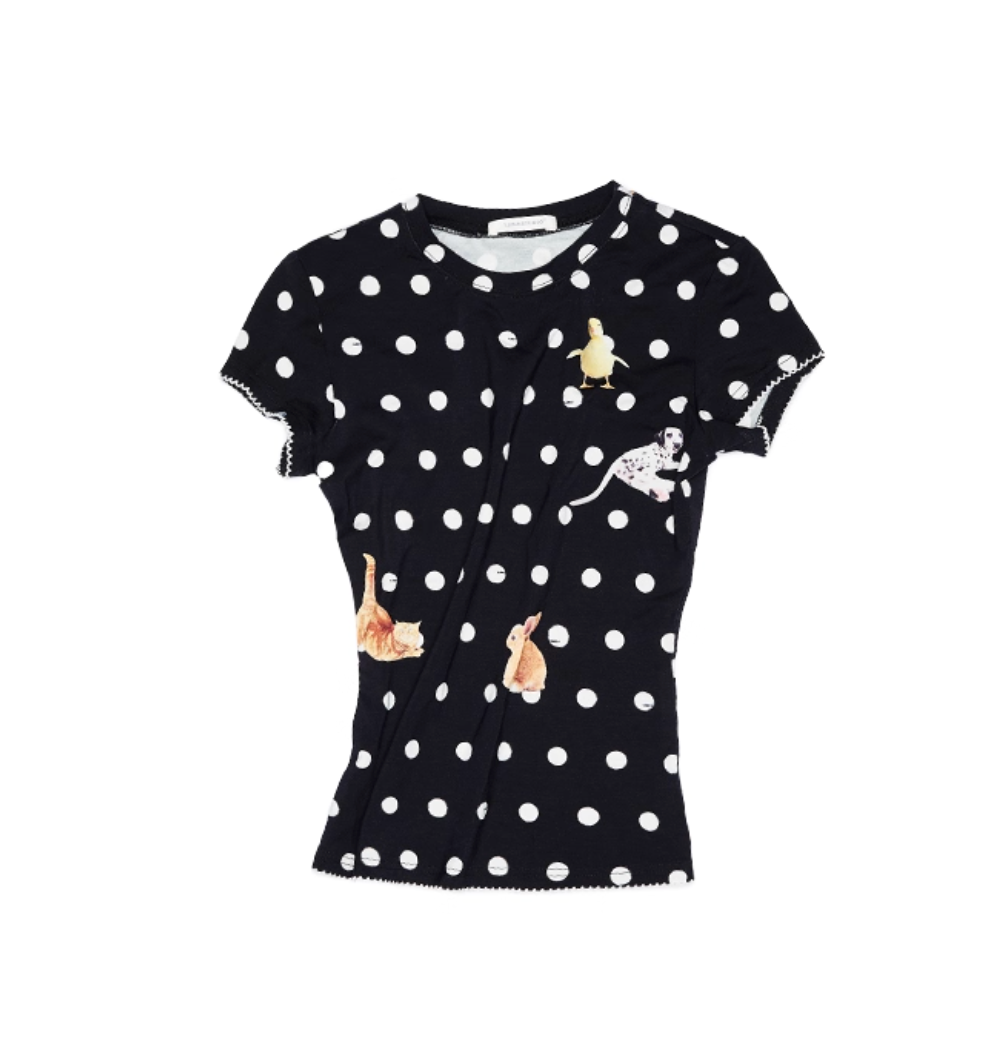 🇹🇭CATS & DOGSアニマルモチーフ ドット柄ショートスリーブトップス ♱ 全2色