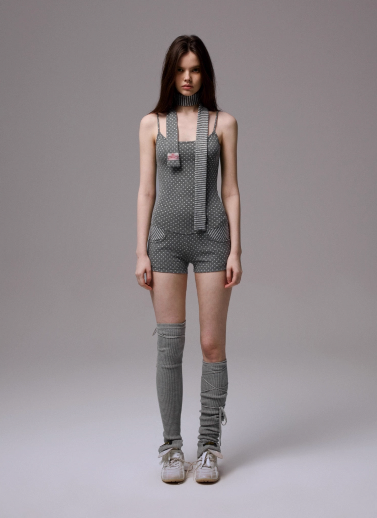 POLKA DOT STRIPE BODYSUIT + FREE SCARF – 3colors
